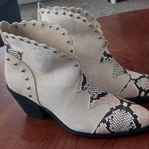 Snakeskin And Tan Suede Boots